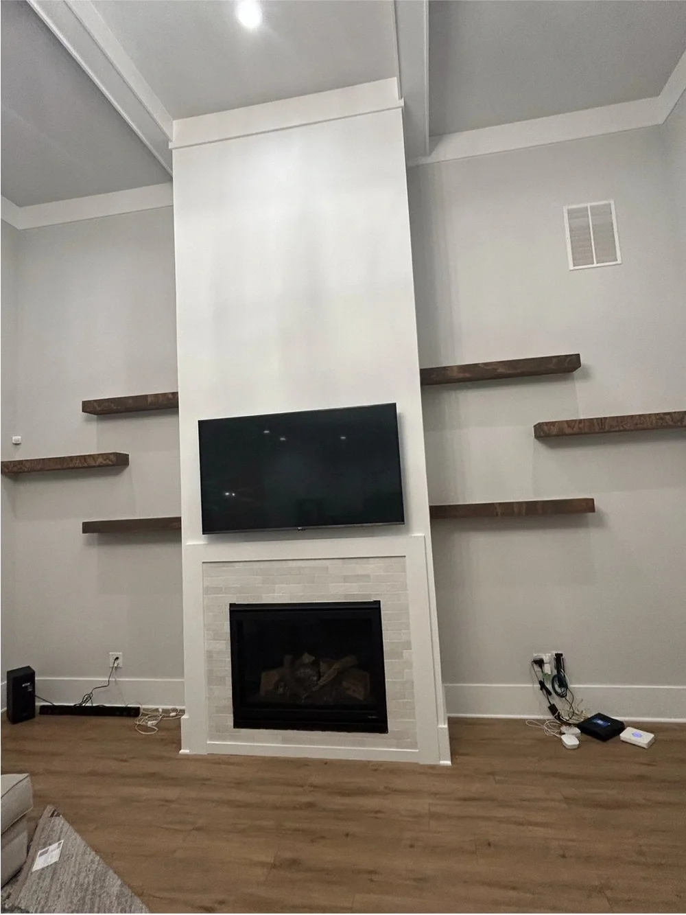 Rustic Floating Wall Shelves in Dark Wood Finish
